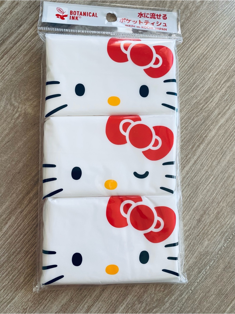 New Sanrio Hello Kitty Pocket Tissues 3 Pack Flushable Made in Japan Official